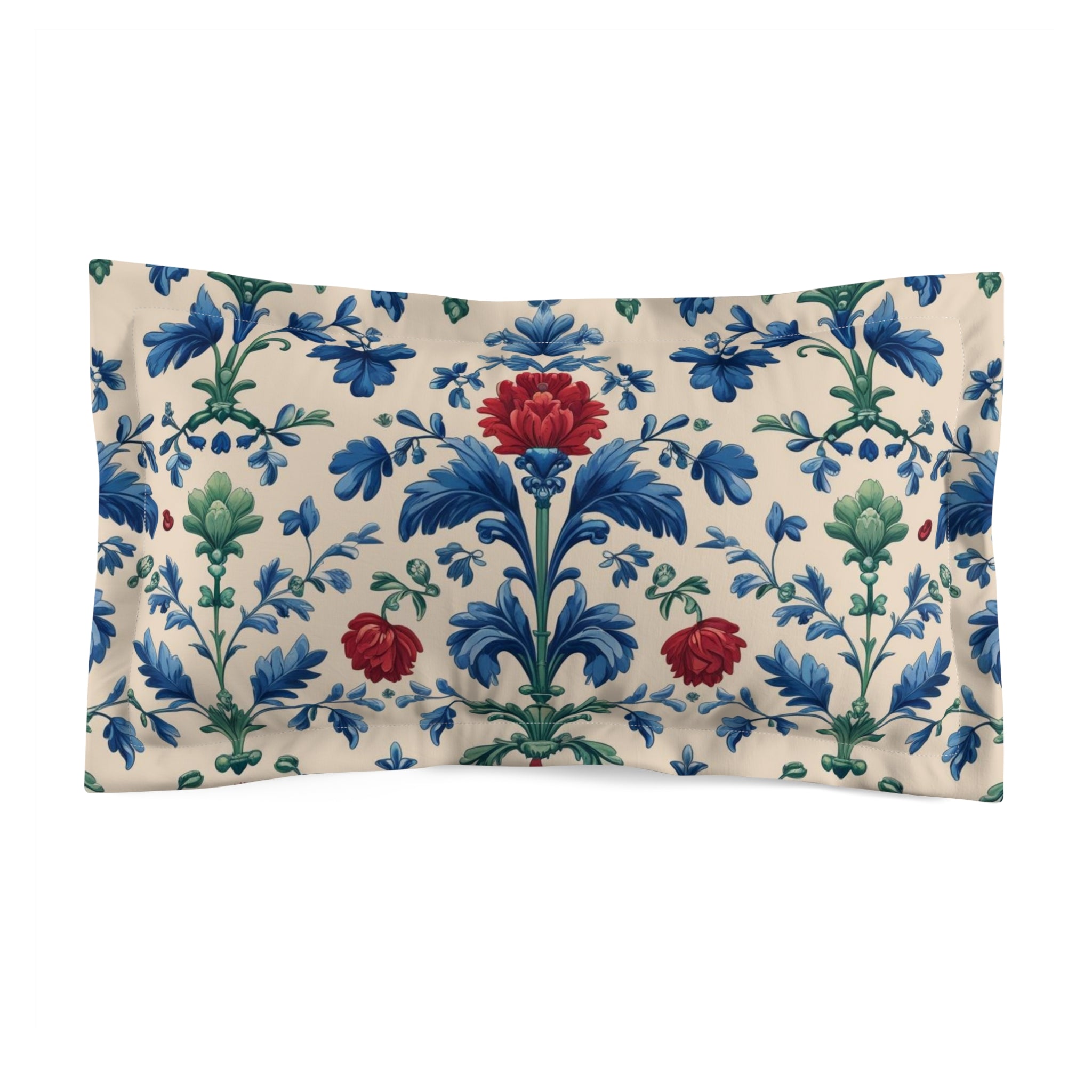 Decorative Floral Microfiber Pillow Sham, Vintage Bedroom Accent, Boho Home Decor, Gift for Her, Cozy Sleep Accessories