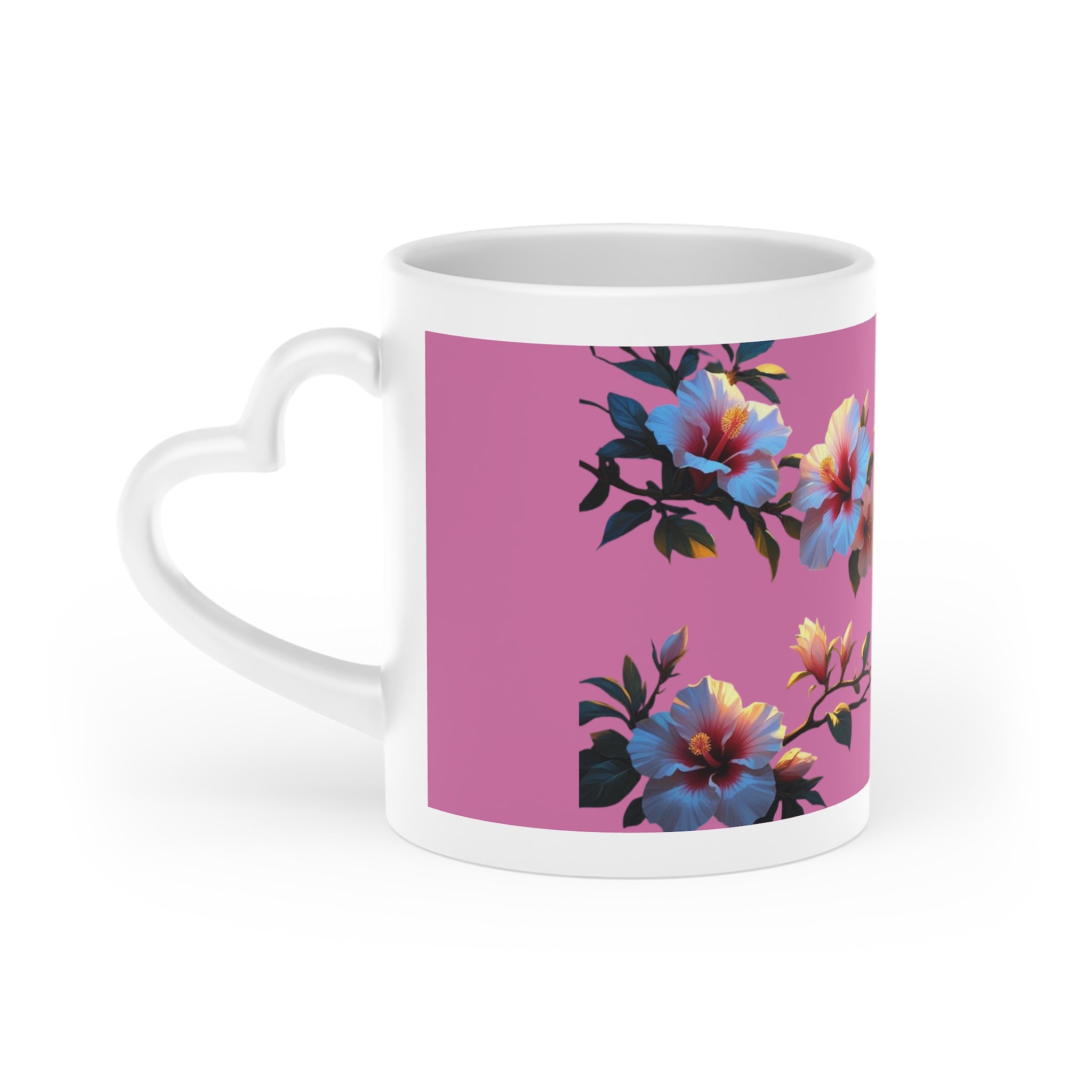 Heart-Shaped Floral Mug for Gifts