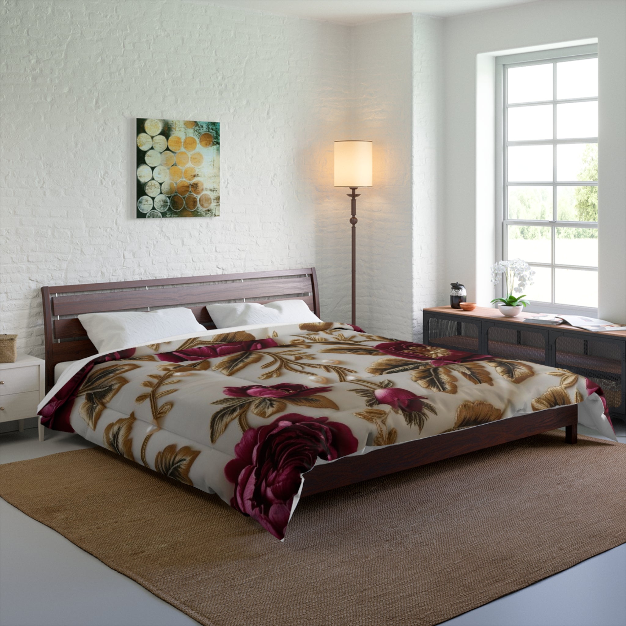 Elegant Floral Comforter,Romantic Gift, Wedding Present.