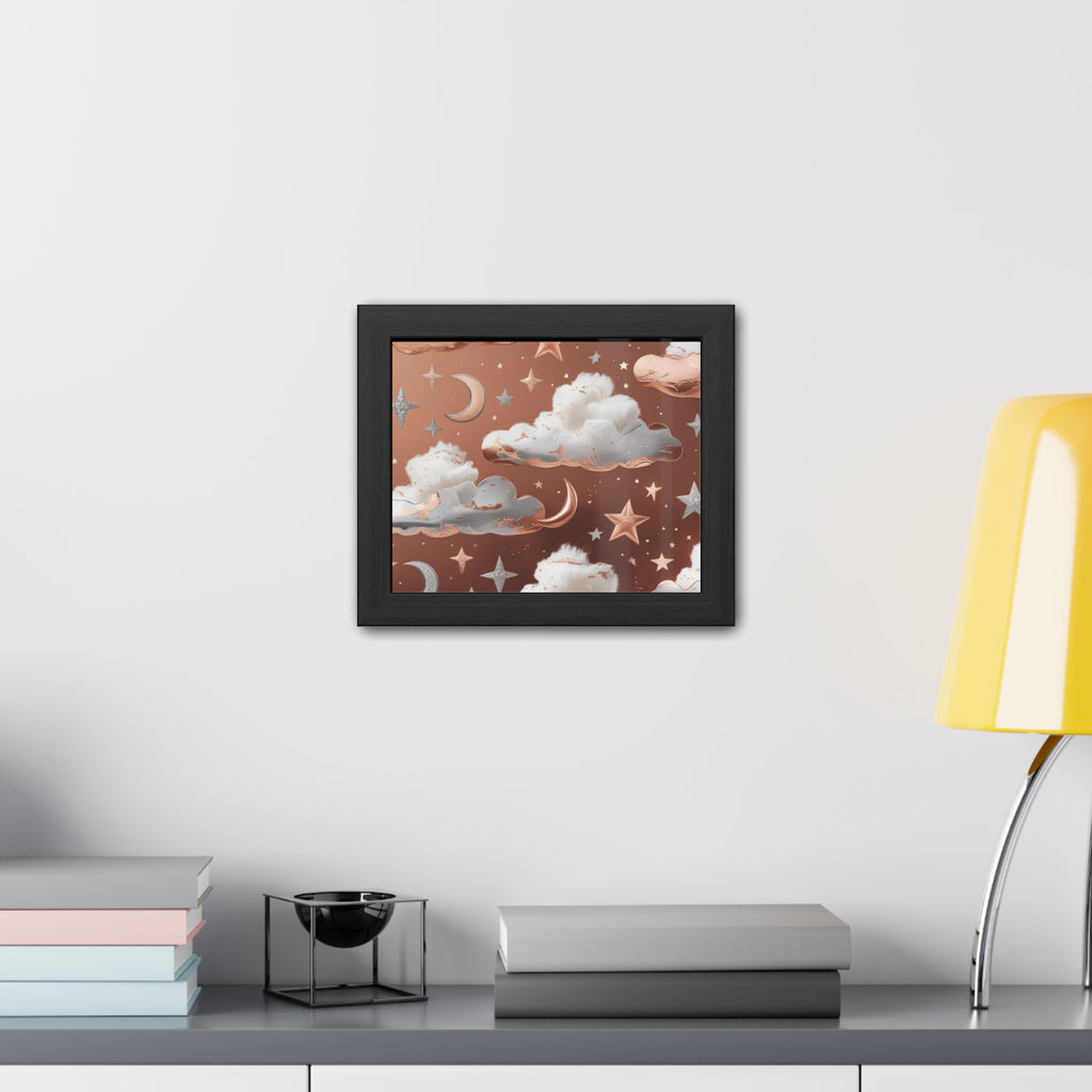 Cozy Celestial Framed Poster, Dreamy Nursery Artwor, Gift for Astronomers