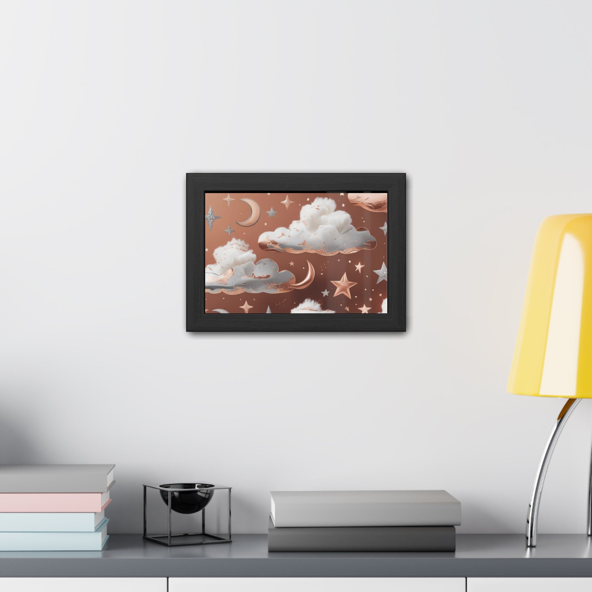 Cozy Celestial Framed Poster, Dreamy Nursery Artwor, Gift for Astronomers