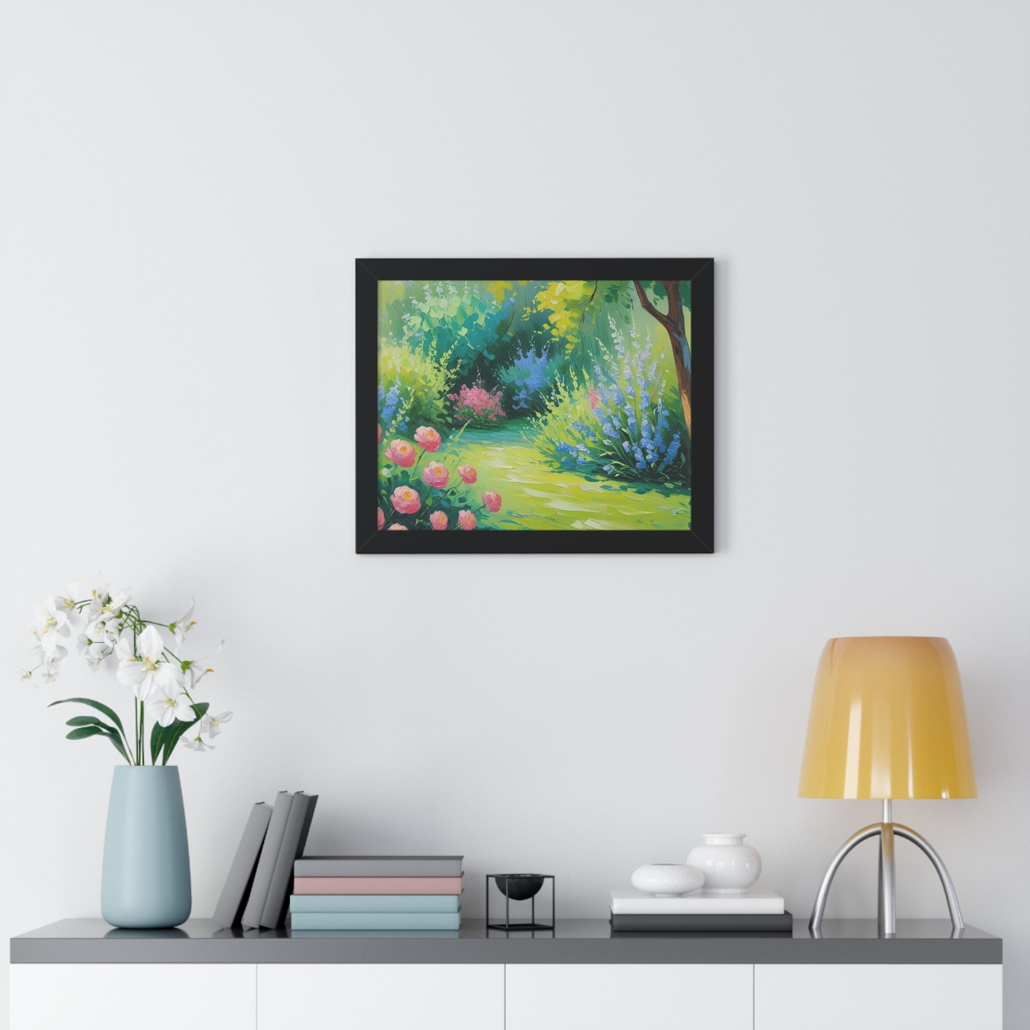 Framed Floral Landscape Art Print