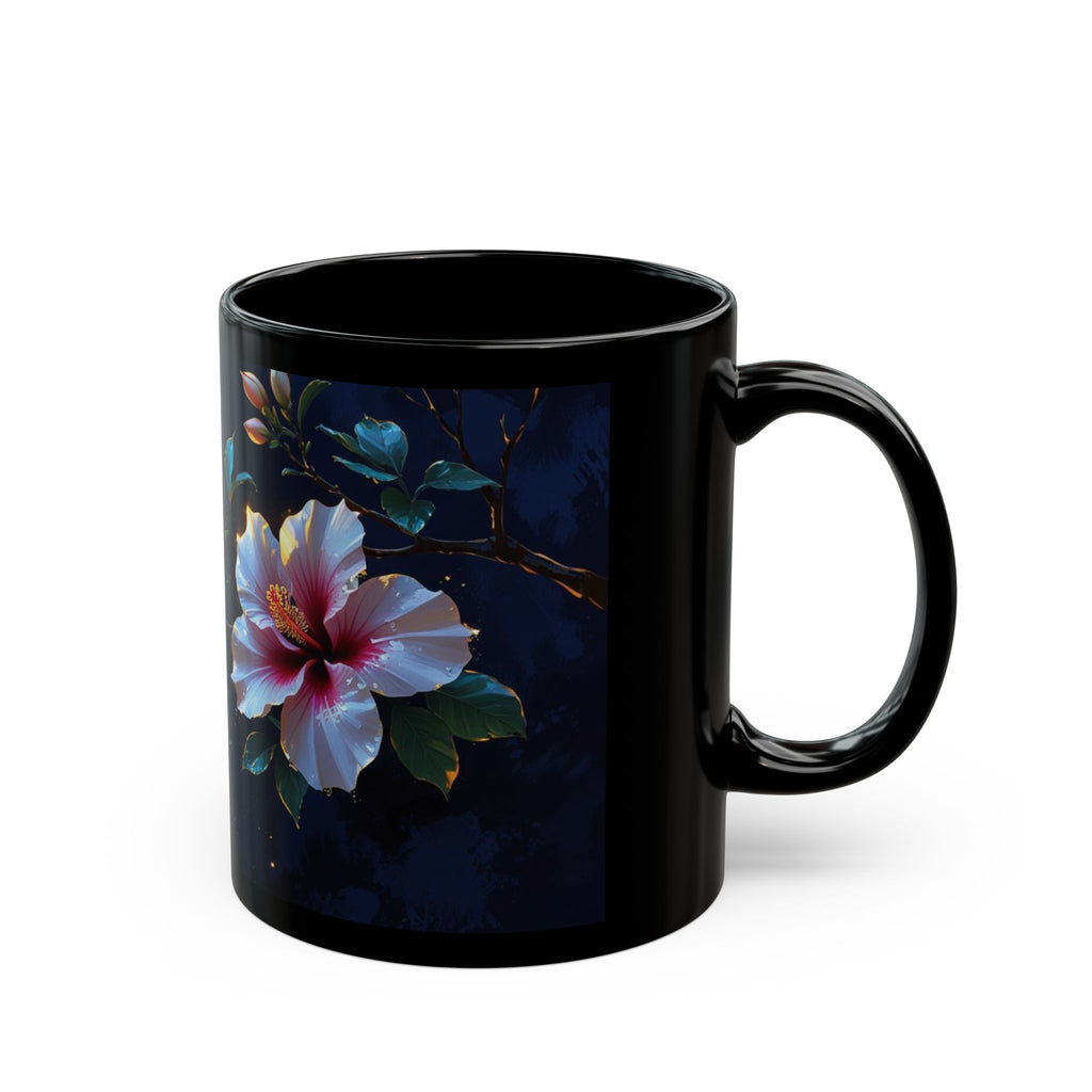 Floral Black Mug with Vibrant Blossoms