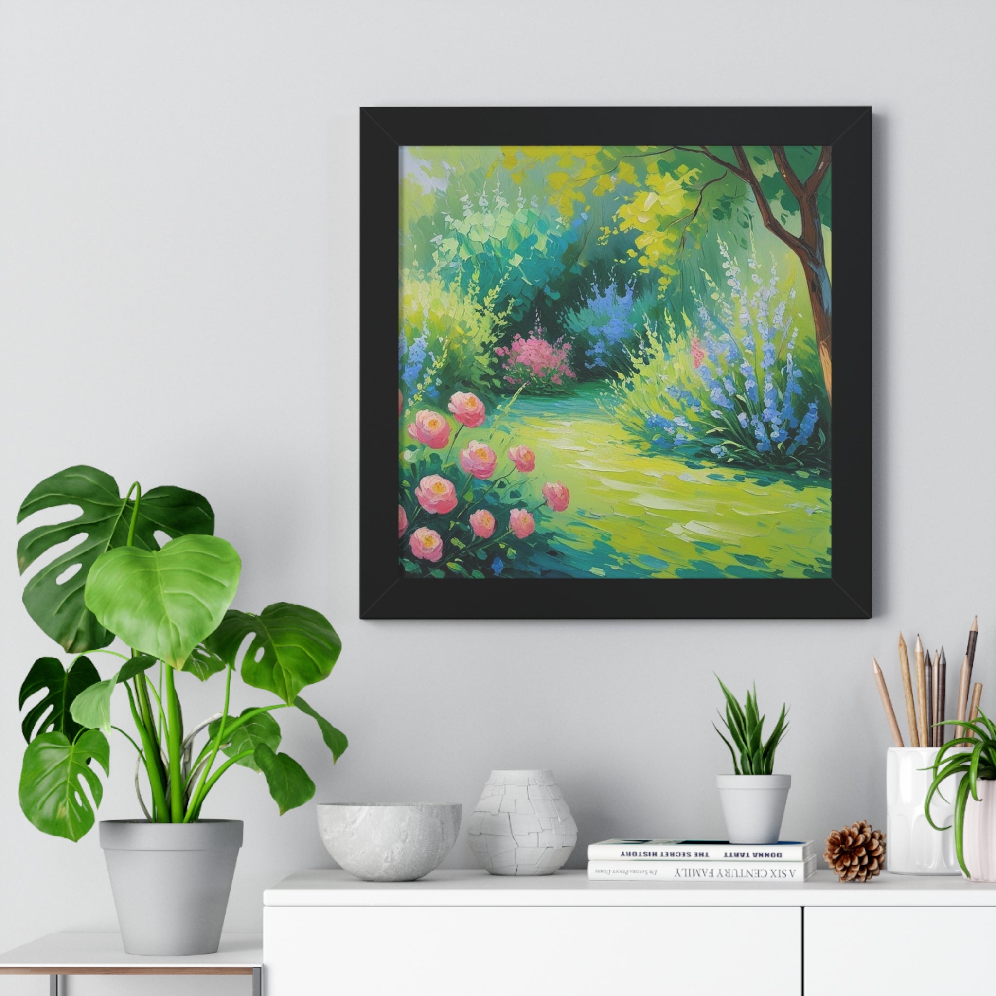 Framed Floral Landscape Art Print