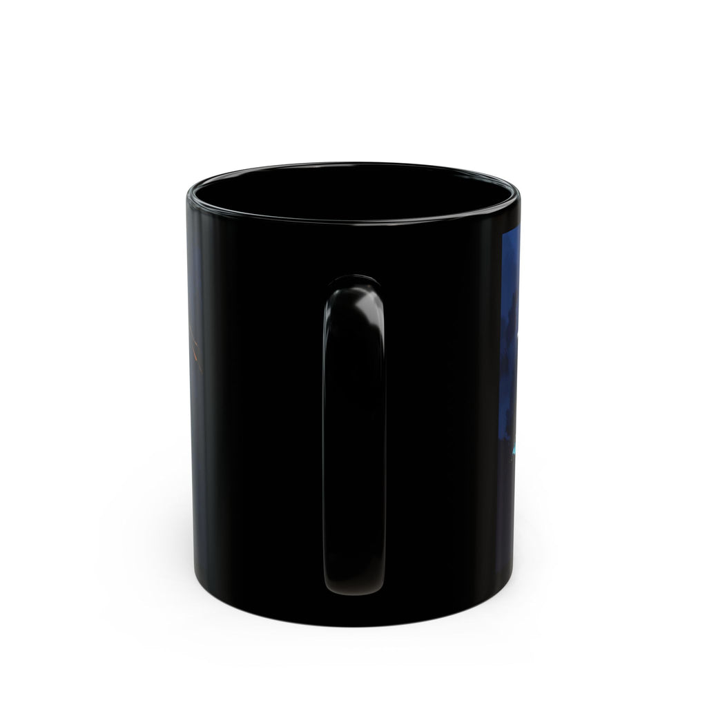Floral Black Mug with Vibrant Blossoms