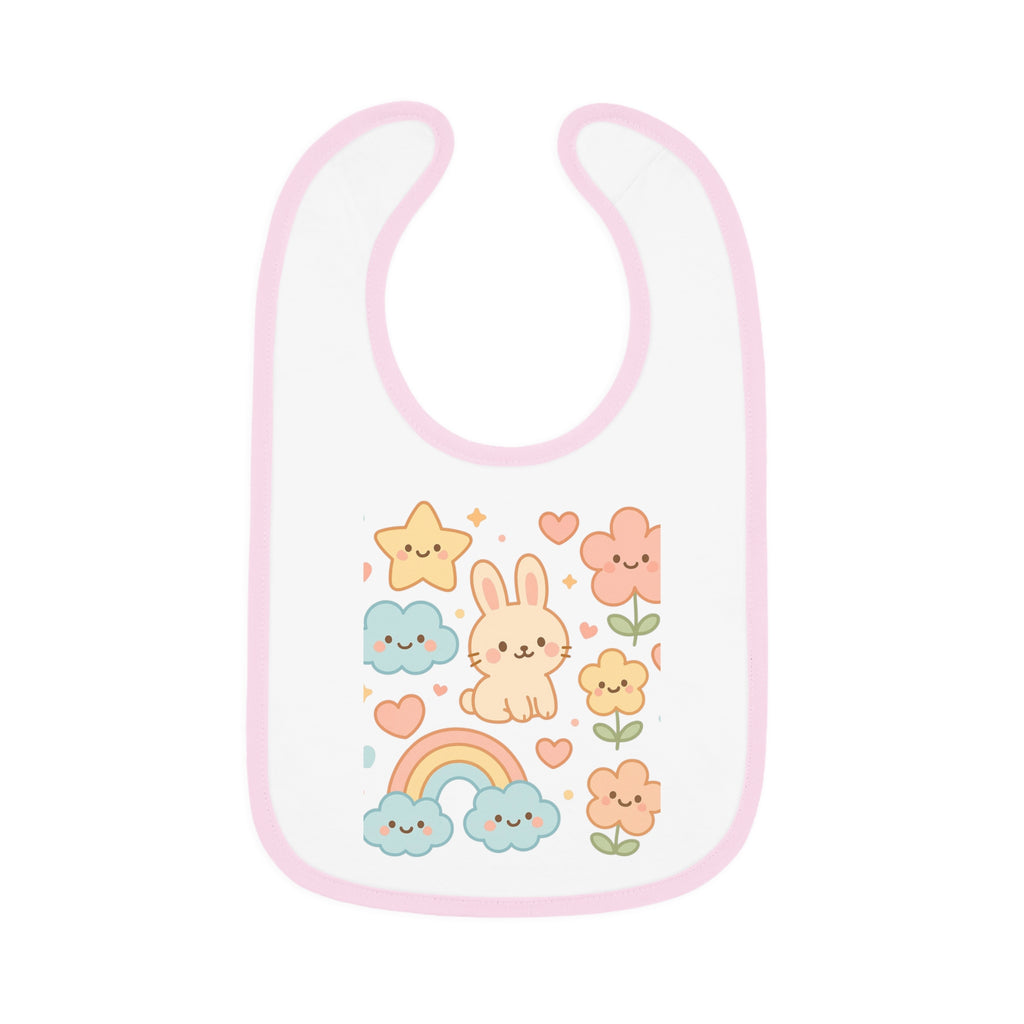Cute Baby Bib with Bunny & Rainbow Design