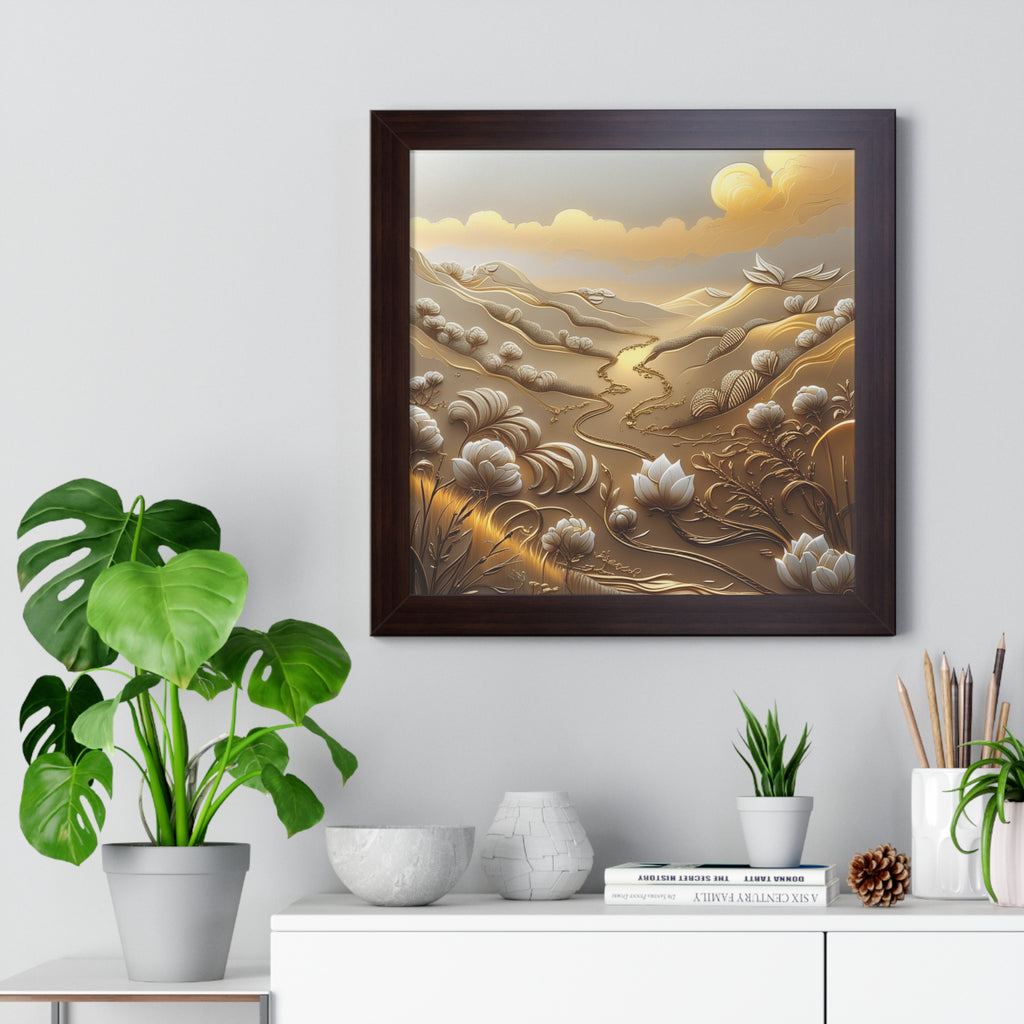 Serene Landscape Framed Poster, Nature-Inspired Wall Art,