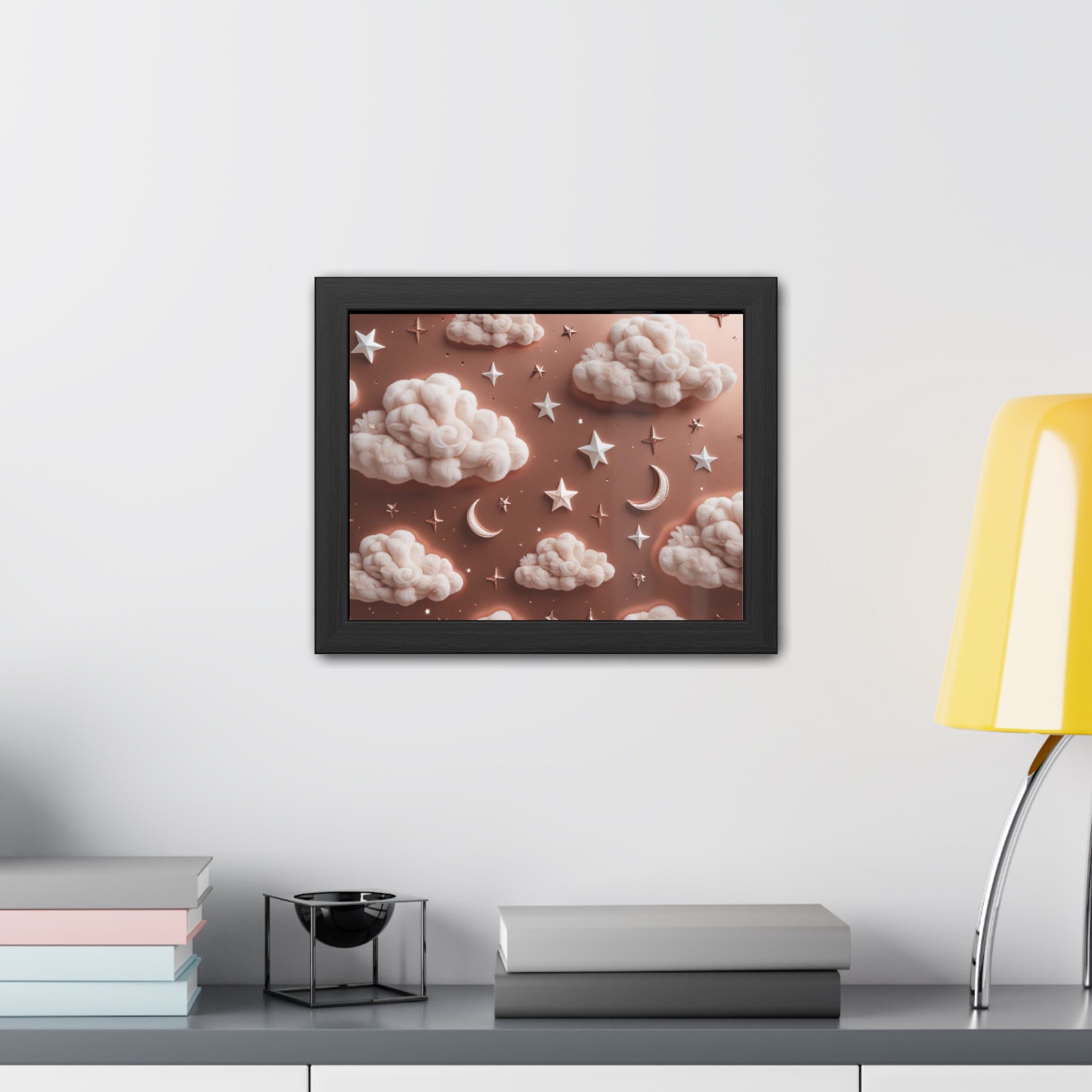 Framed Cloud and Star Poster, Nursery Wall Art, Gift for Baby Shower