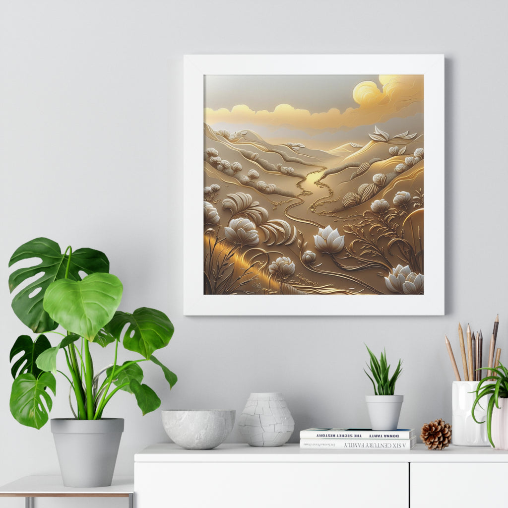 Serene Landscape Framed Poster, Nature-Inspired Wall Art,