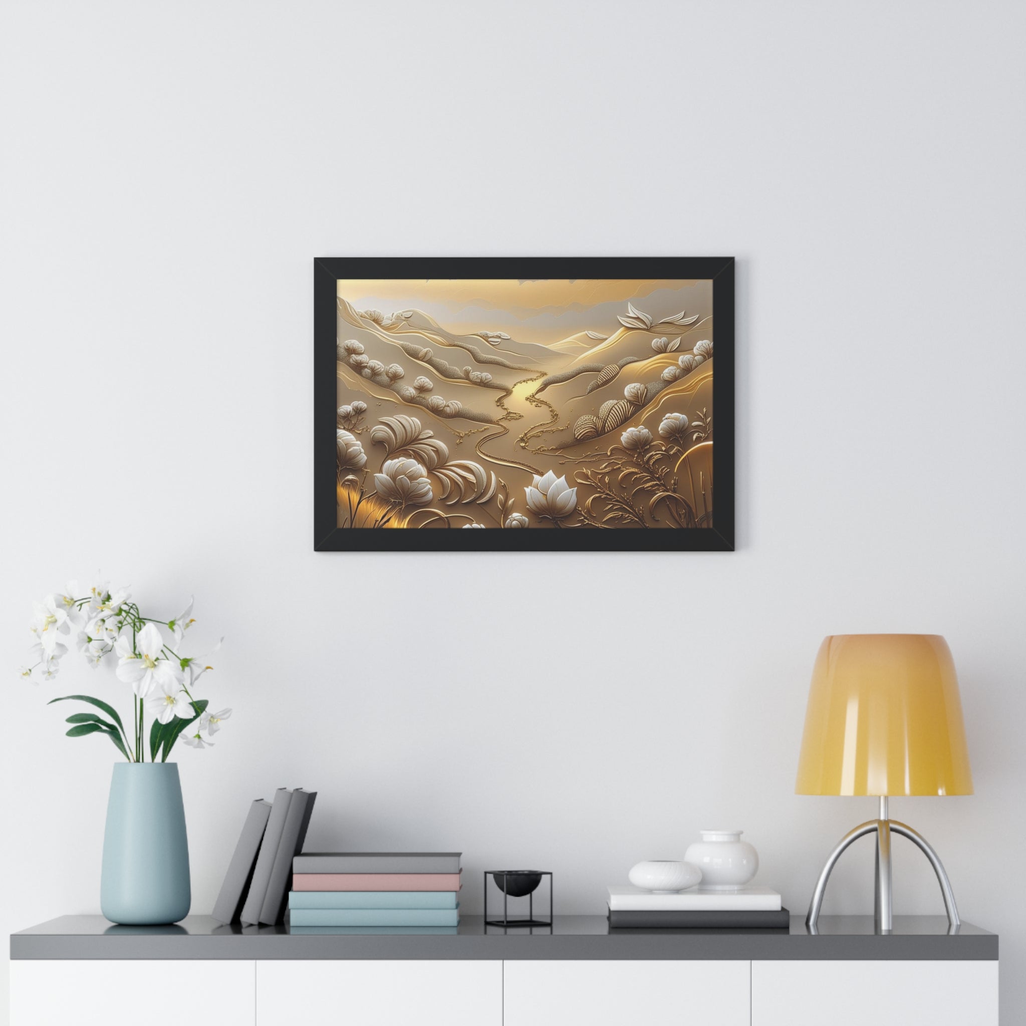Serene Landscape Framed Poster, Nature-Inspired Wall Art,
