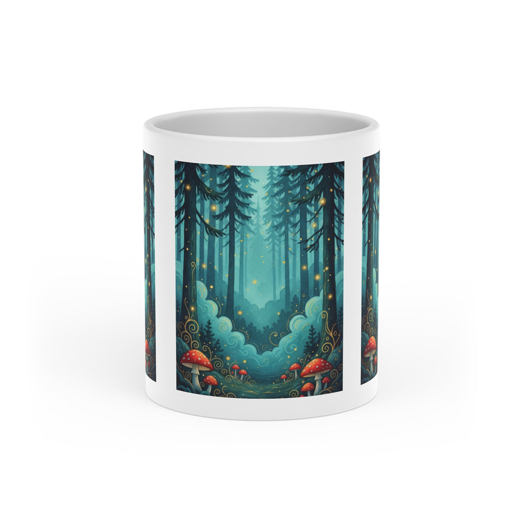 Enchanting Heart-Shaped Mug, Forest Magical Mug, Cozy Nature Drinkware, Ideal for Gift, Home Decor, Coffee Lover's Delight