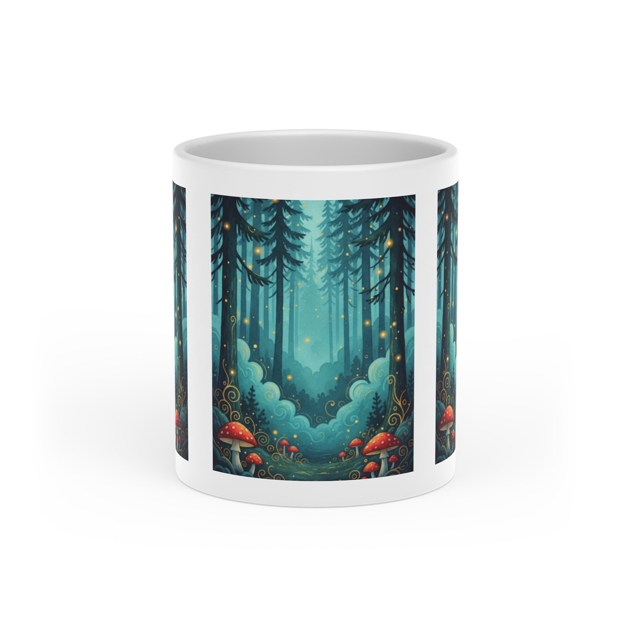 Enchanting Heart-Shaped Mug, Forest Magical Mug, Cozy Nature Drinkware, Ideal for Gift, Home Decor, Coffee Lover's Delight