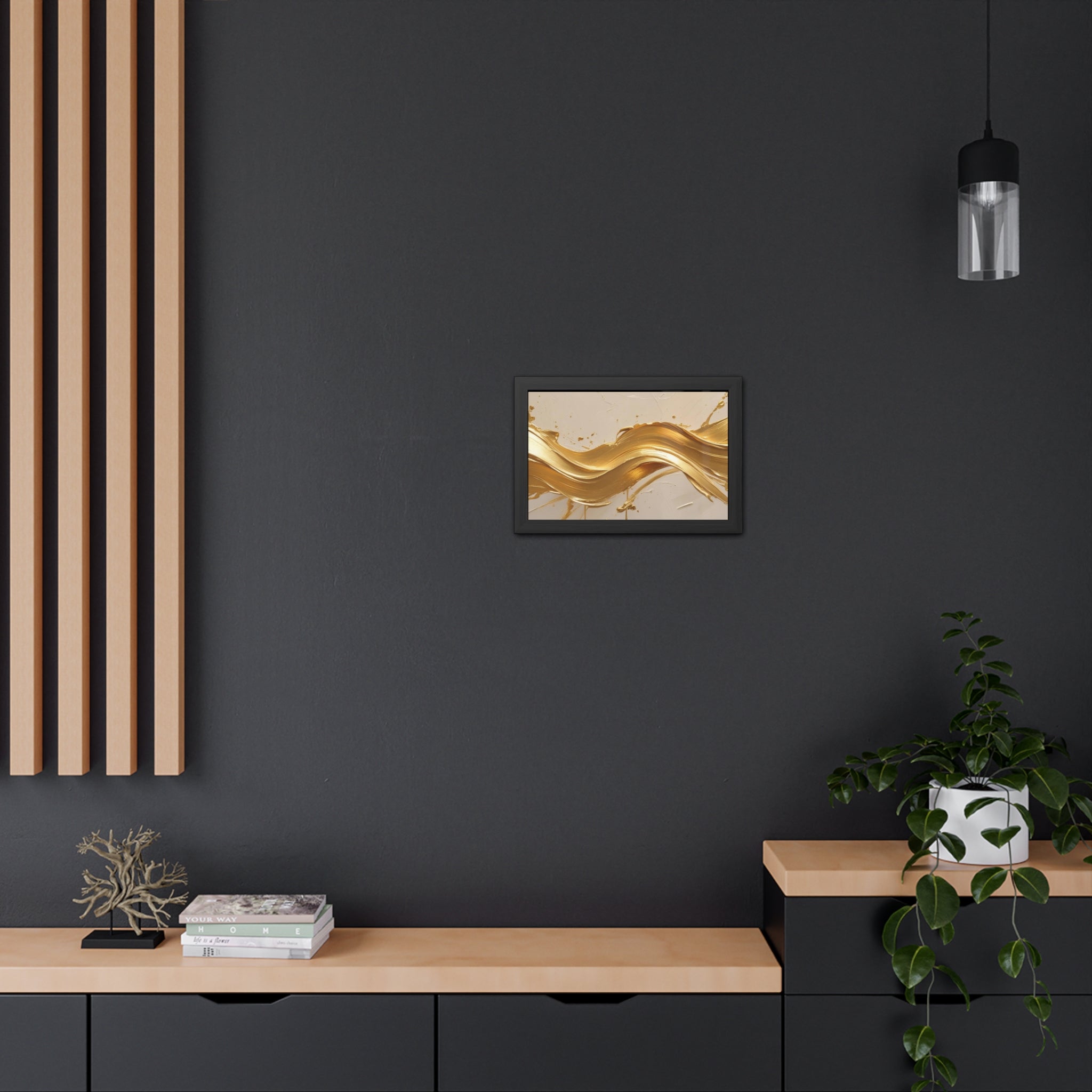 Elegant Gold Wave Framed Poster