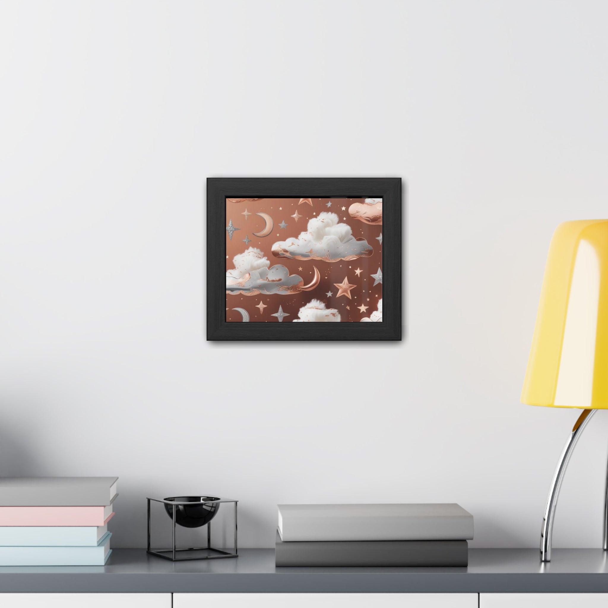 Cozy Celestial Framed Poster, Dreamy Nursery Artwor, Gift for Astronomers