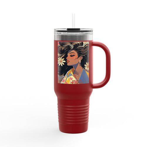 Bohemian Insulated Travel Mug | 40oz Floral Design | Perfect for Hot & Cold Drinks, Travel Lovers, Gifts for Her, Summer Vibes
