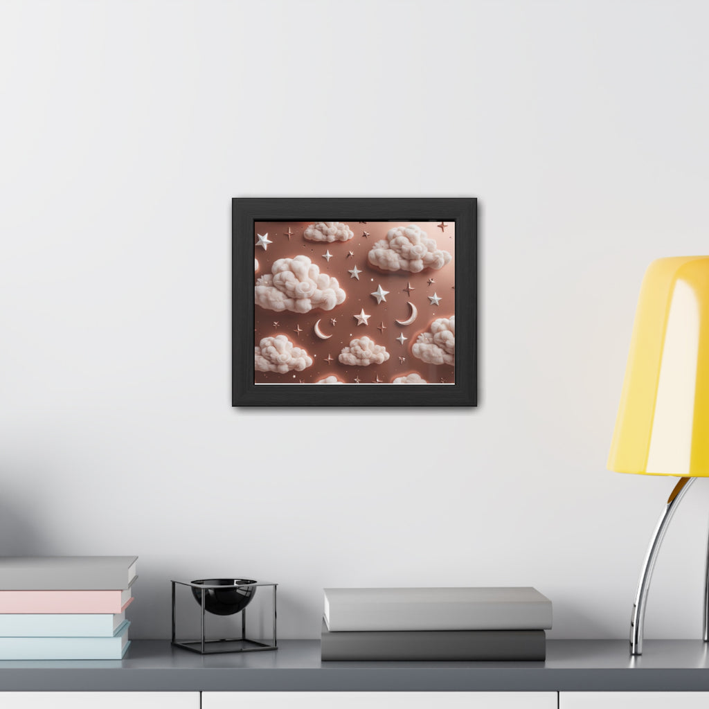 Framed Cloud and Star Poster, Nursery Wall Art, Gift for Baby Shower