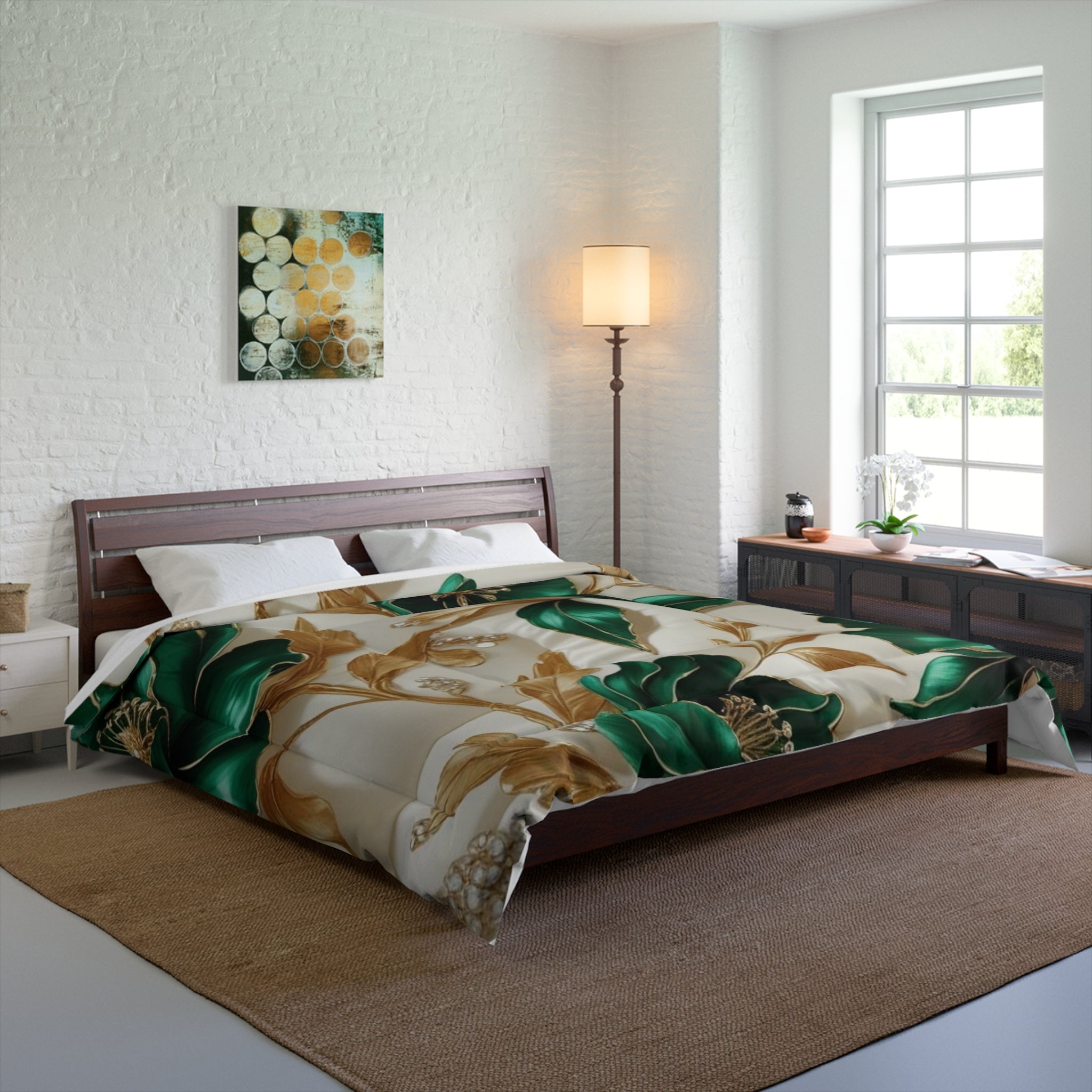 Elegant Floral Comforter for Cozy Bedrooms, Luxury Gift