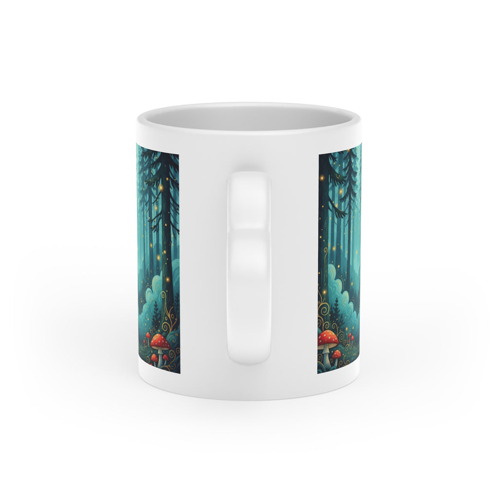 Enchanting Heart-Shaped Mug, Forest Magical Mug, Cozy Nature Drinkware, Ideal for Gift, Home Decor, Coffee Lover's Delight