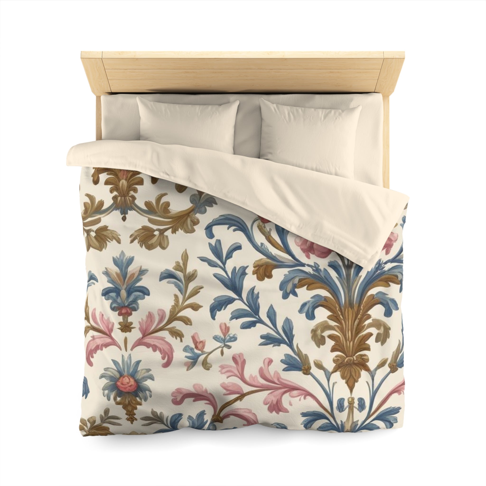 Elegant Floral Microfiber Duvet Cover,  Luxurious Bedspread