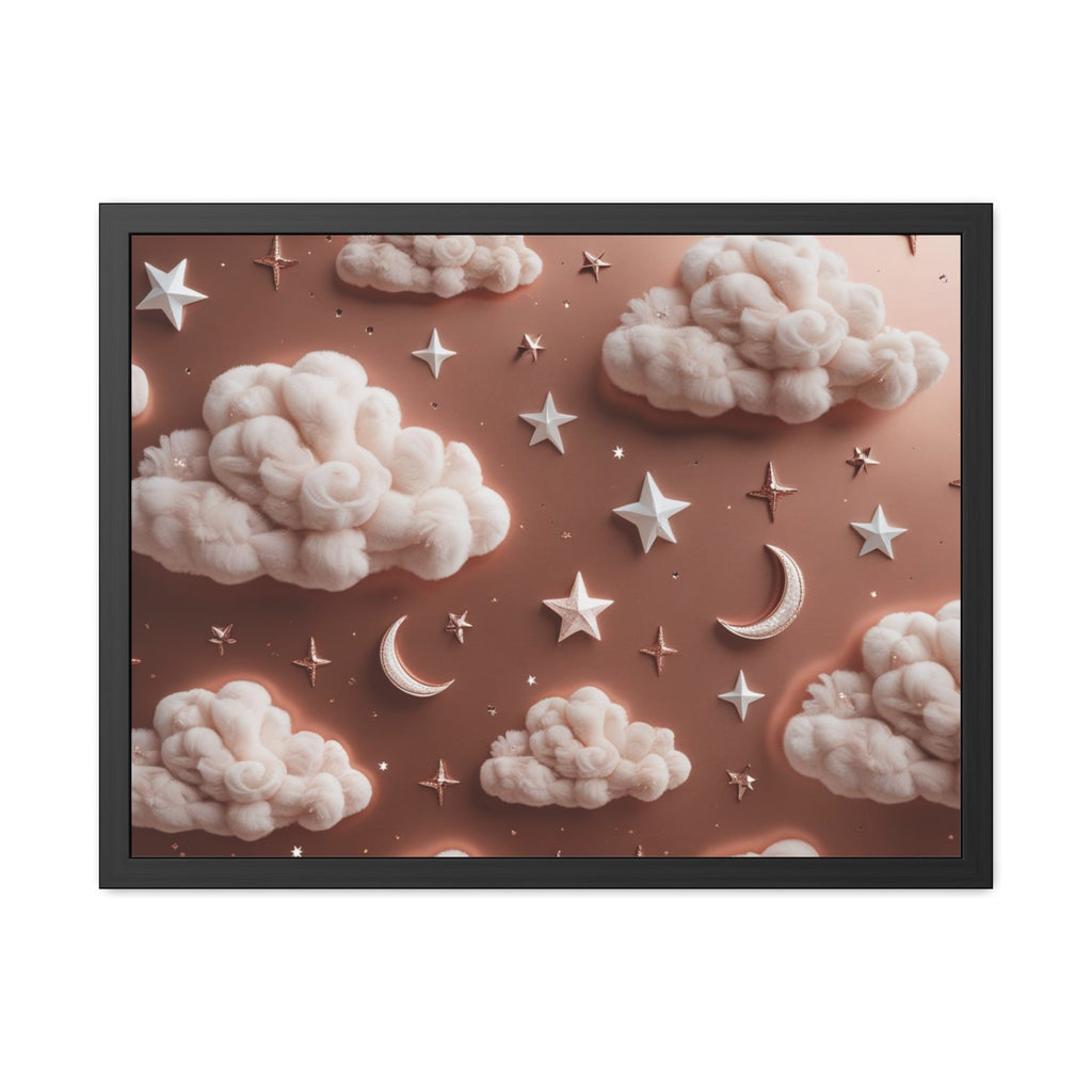 Framed Cloud and Star Poster, Nursery Wall Art, Gift for Baby Shower