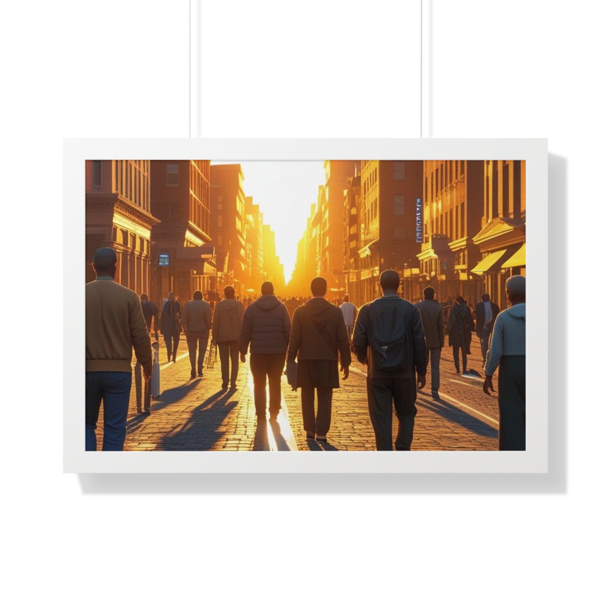 Sunset Cityscape Framed Poster, Urban Wall Art