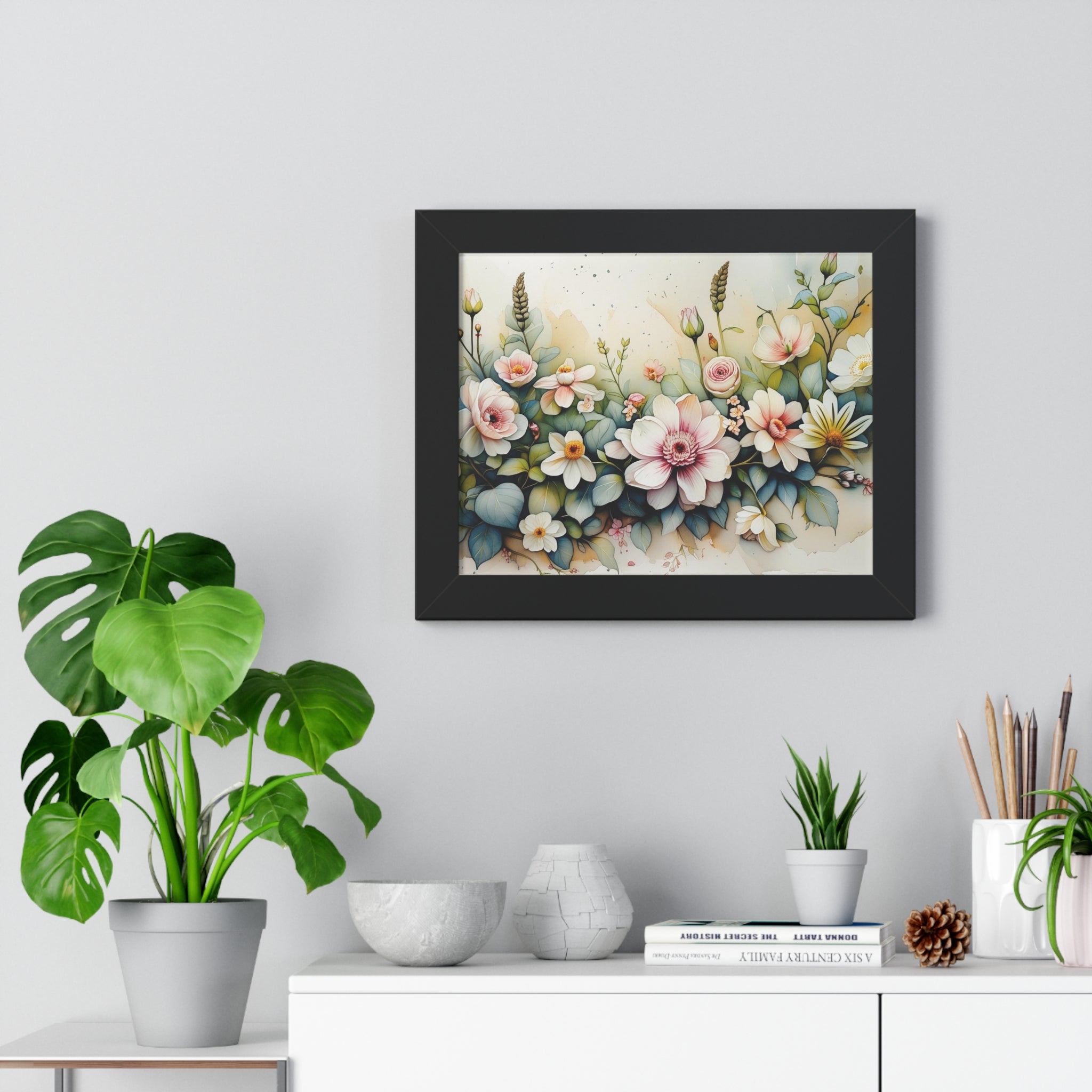 Floral Home Decor Art Print, Framed Botanical Poster, Gift for Plant Lovers, Wall Art for Living Room, Flower Decoration