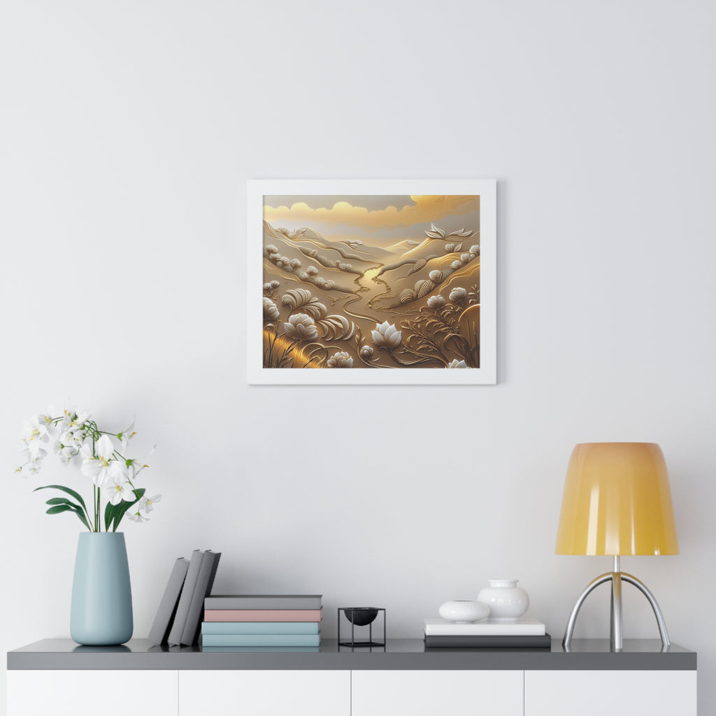 Serene Landscape Framed Poster, Nature-Inspired Wall Art,
