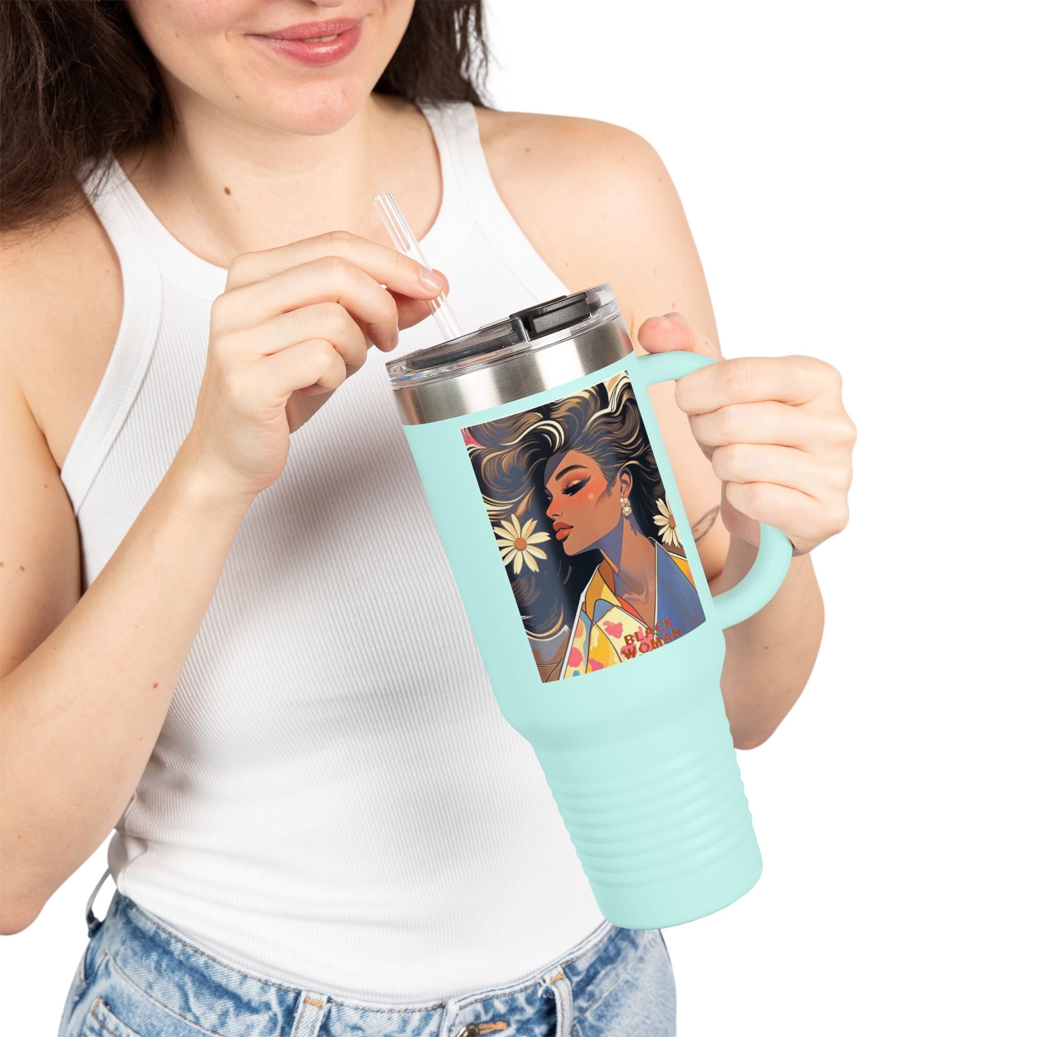 Bohemian Insulated Travel Mug | 40oz Floral Design | Perfect for Hot & Cold Drinks, Travel Lovers, Gifts for Her, Summer Vibes
