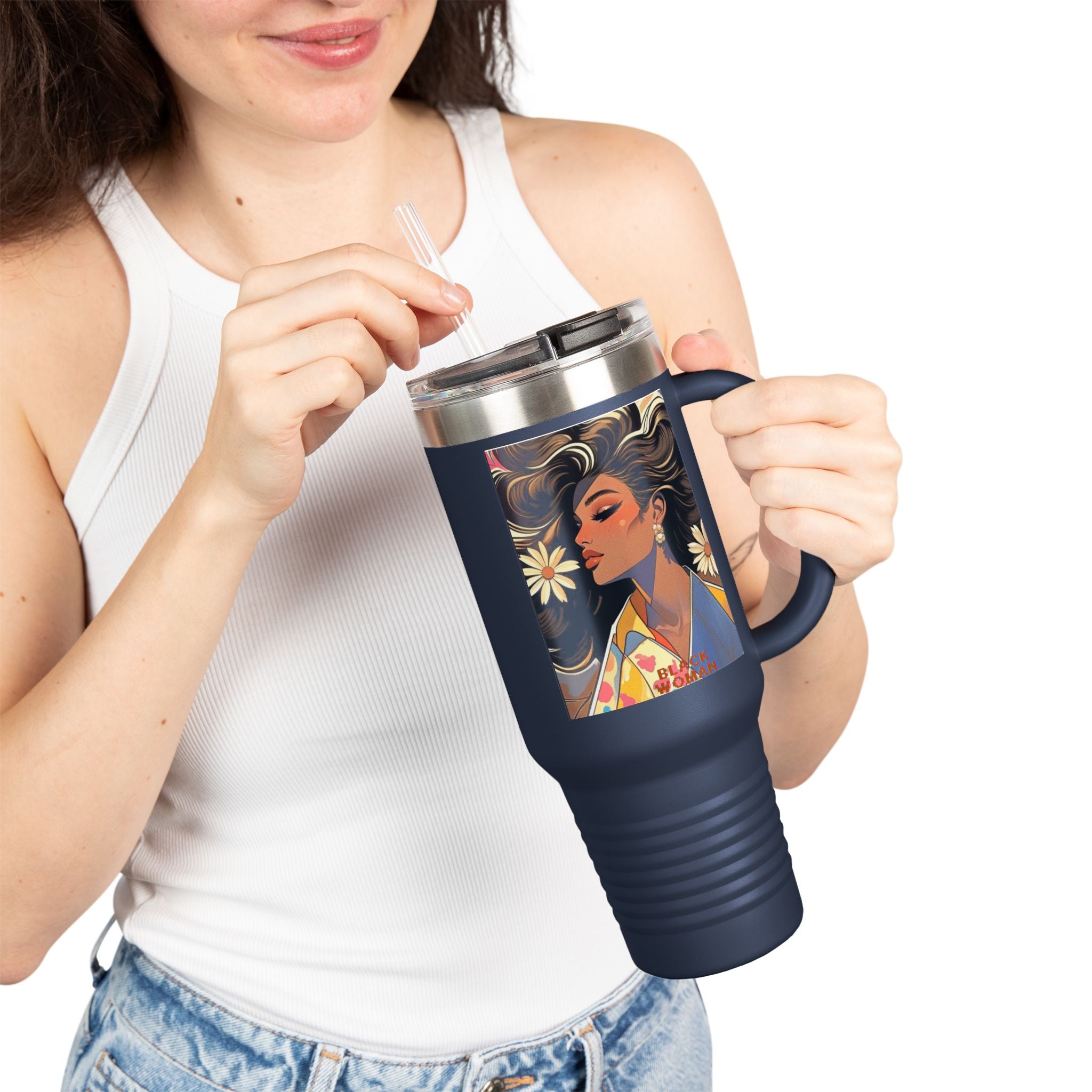 Bohemian Insulated Travel Mug | 40oz Floral Design | Perfect for Hot & Cold Drinks, Travel Lovers, Gifts for Her, Summer Vibes